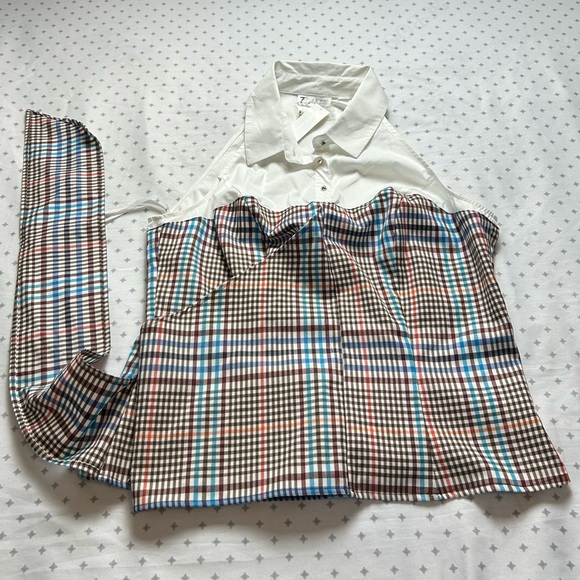 New York & Company Multicolor Plaid Halter Blouse - Picture 2 of 9